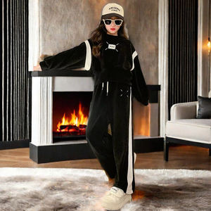 Bộ quần áo thời trang thu đông 2024 cho bé gái & trẻ em gái từ 8-12 tuổi, họa tiết trơn, mặc thường ngày, thể thao, bán buôn - Product Image 3