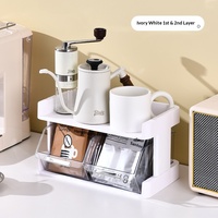 Organisateur de bureau pour sachets de thé et capsules de café, boîtes de rangement pratiques, étagère de rangement multi-niveaux pour chips