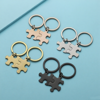 Porte-clés en acier inoxydable Ywyougang en forme de pièce de puzzle, vintage, dessin animé, personnalisable, ensemble de porte-clés assortis pour les meilleurs amis