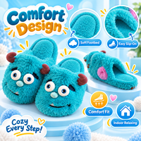 Pantoufles en peluche monstre mignonnes pour adultes, unisexes, chaudes et moelleuses pour l'hiver, antidérapantes, vente en gros