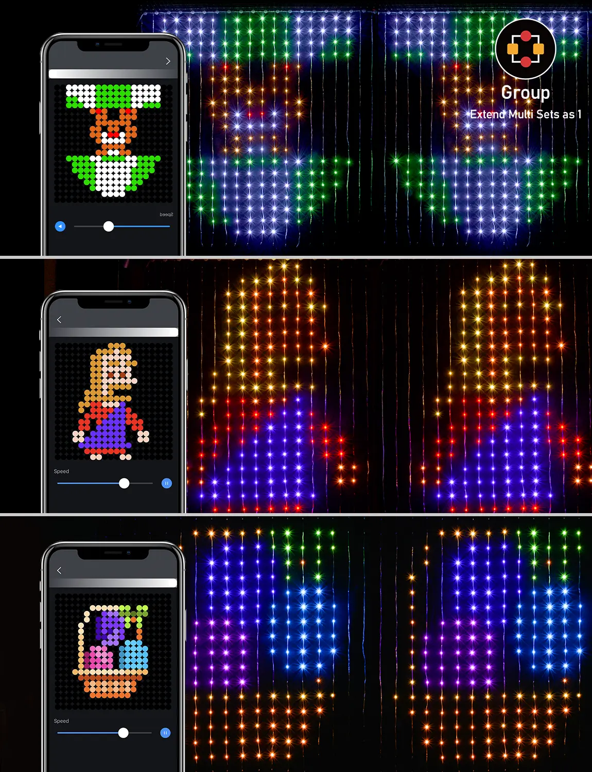 Festival smart app illuminazione decorativa all'avanguardia per le vacanze luci dimmerabili pixel fata luci della tenda a Led