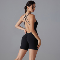 Combinaison de sport sans manches pour femme, short, entraînement de gym, yoga, combinaison une pièce, sexy, tenue de sport, combinaison décontractée