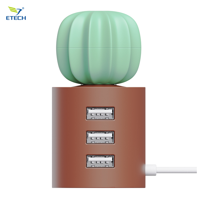 Cactus Shaped USB-C Hub with RGB Light - 4-in-1 Multiport Adapter, 100W PD Charging, Novelty Desk Decor for Indoor Use