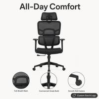 Chaise de bureau exécutive ergonomique pivotante à dossier haut en maille pour ordinateur, mobilier de bureau moderne en gros