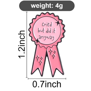 Badge en émail personnalisé rose avec citation amusante 'Cried <span class=keywords><strong>But</strong></span> Did It Anyway', broche de revers en métal, cadeau de bijouterie créatif - Product Image 6
