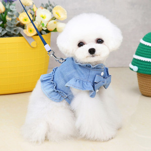 2023 Dog <b>Clothes</b>, Chest and Carry, Teddy, Bichon Frise, Schnauzer, <b>Cat</b> Pet Clothing, Denim Skirt Apparel, Large Dog - Product Image 4