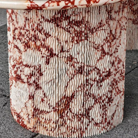 Table à manger ovale de luxe en marbre Calacatta Viola, table de salle à manger en pierre naturelle avec base cannelée pour les entrepreneurs en travaux publics
