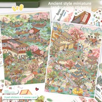1 paquet d'autocollants 177.0 Série Style Classique, autocollants de scène miniatures 3D, autocollants DIY anti-stress pour Bullet Journal