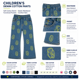 Nuovi Arrivi 2026: Jeans Jacquard per <span class=keywords><strong>Bambina</strong></span> con Motivi Dolci, Jeans Casual <span class=keywords><strong>a</strong></span> Gamba Dritta per Bambine, Pantaloni in Denim per Bambine - Product Image 2