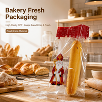 Sac d'emballage alimentaire personnalisé en plastique transparent CPP de qualité alimentaire, sac à manches longues pour baguette, pâtisserie, boulangerie, pour pain de fête