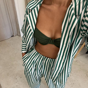 2024 <span class=keywords><strong>pigiama</strong></span> in <span class=keywords><strong>cotone</strong></span> da <span class=keywords><strong>donna</strong></span> di lusso con Design personalizzato a manica corta a strisce Pj pigiami da notte set da <span class=keywords><strong>donna</strong></span> - Product Image 3