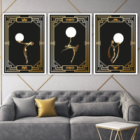 HAOWAI OEMODM 3 pièces d'impressions murales, ensemble de 3 impressions décoratives pour femmes, effet doré vintage, impressions glamour des années 1920