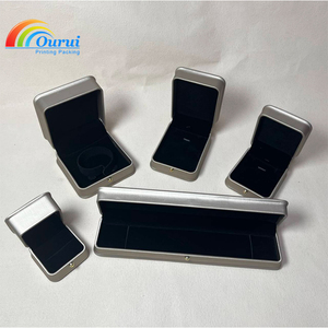 Factory Wholesale Custom Silver Leather Jewelry <b>Box</b> With Logo For <b>Ring</b> Bracelet Pendant Necklace Earring for Ladies' Gift <b>Box</b> - Product Image 1