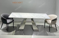 Mobilier moderne de luxe, table de salle à manger en marbre, ensemble table à manger et chaises en marbre massif