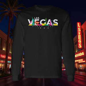 Camiseta de manga larga de Las Vegas Nevada con diseño retro de casino para vacaciones - Product Image 3