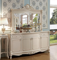 Buffet classique modulaire en bois massif de style européen antique avec miroir pour cuisine et salle à manger