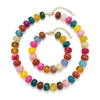 Collier chaîne de clavicule perlé style vacances Dopamine, bracelet en résine haute brillance, plusieurs couleurs disponibles