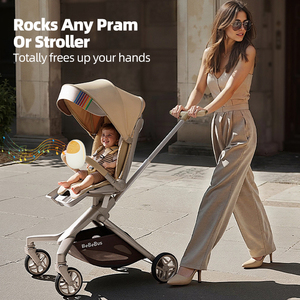 รถเข็นเด็กแบบโยกได้ แบตเตอรี่ 1800mAh ใช้งานได้ 6 ชั่วโมง ระบบสั่น 5 ระดับ เสียงไวท์นอยส์ ไฟ LED ช่องเสียบ USB-C ช่วยให้เด็กหลับสบาย OEM - Product Image 5