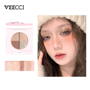 พาเลทอายแชโดว์วีแกนสีชมพูมินิกลิตเตอร์ชิมเมอร์ 4 สี สำหรับแต่งหน้า แบรนด์ส่วนตัว - Product Image 4