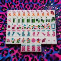 Set Mahjong Amerika YinShou Luxury 160 Ubin Akrilik Lapis Tunggal Putih - Set Mahjong Motif Bunga Tropis & Leopard Kustom