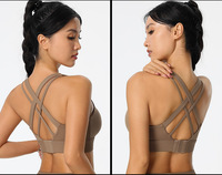 Damen Einfacher Wendbarer Sport-BH mit Hoher Unterstützung für Yoga und Fitness, Gepolsterte Cups, Verstellbare Kreuzgurte am Rücken, Atmungsaktiv und Schnelltrocknend