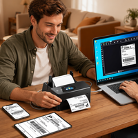 Impresora Térmica Phomemo PM64D con Pantalla Táctil, Bluetooth, Impresora de Etiquetas Térmicas de 4x6 con Soporte para Etiquetas para Pequeñas Empresas