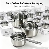 Ensemble de casseroles en acier inoxydable de style américain moderne et écologique, compatible avec l'induction, 6 pièces, passe au lave-vaisselle, silicone