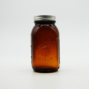 Tarros de albañil de cristal ámbar 1000ml personalizados tarros de albañil de cristal marrón de boca ancha 16 oz 500ml - Product Image 5