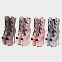 Chaussures de danse pour femmes à plateforme de 8 pouces, à lacets, transparentes, pour la pole dance, pour la scène et les boîtes de nuit, collection automne-été 2024