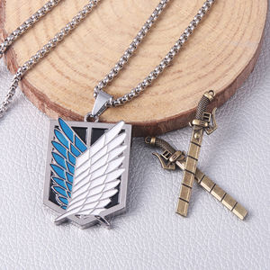 Anime Attack on Titan collar <span class=keywords><strong>Shingeki</strong></span> No Kyojin Wings of <span class=keywords><strong>Freedom</strong></span> Survey espada Punk Collar para Mujeres Hombres Cospaly joyería regalo - Product Image 3
