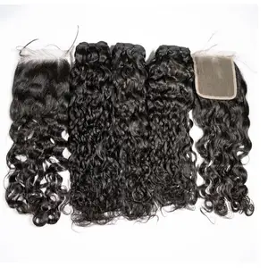 Brazilian Hair Bundle with Closure Unprocessed Virgin Hair Bundles with Frontals Wet and Wavy Peruvian Grade 12A 6A 7A 8A 9A 10A