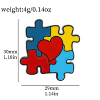 Broche artisanale en métal multicolore de haute qualité, badge ruban puzzle, épingles à revers en émail personnalisées plaquées, vente en gros pour la sensibilisation à l'autisme