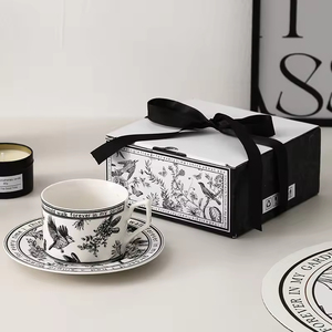Juego de Taza y Platillo de Café de Cerámica Creativo y Único de 200 ml, Bandeja con Logotipo Personalizado en Color, Taza de Viaje para Regalo, Té de la Tarde, Estilo Americano Moderno - Product Image 2