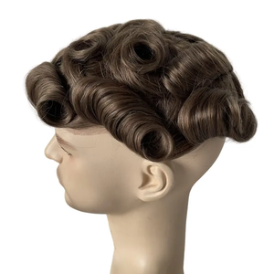 Prótesis de cabello masculino brasileño <span class=keywords><strong>Tiet</strong></span> de mano transparente 10*8 Topper de encaje completo Tupé Mans Ondulado Marrón #17 - Product Image 5