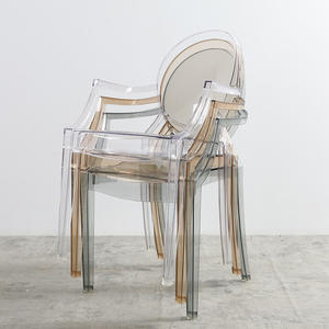 Acrylic Transparent <b>Chair</b> <b>Stackable</b> <b>Dining</b> <b>Chair</b> Adult Use Clear Smoky Amber Color - Product Image 3