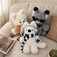 Peluche renard mignon et moelleux, jouet en peluche doux, poupée animal en peluche, peluche renard kawaii avec casque et microphone, cadeau d'anniversaire pour enfants