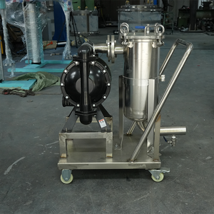 Chariot de filtration de liquides intégré avec pompe à diaphragme pneumatique et filtre à sac mobile en acier inoxydable 304 - Product Image 4