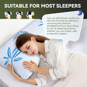 Oreiller cervical King Size en mousse à mémoire de forme déchiquetée, rafraîchissant, en fibre de bambou, réglable, doux et ferme, avec gel, pour dormeurs sur le côté, le dos et le ventre - Product Image 6