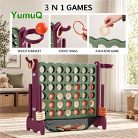YumuQ Ensemble de jeu de jardin 3-en-1 géant en PE avec logo personnalisé, jeu de 4 en ligne et Connect 3, avec sac de transport et tissu en maille pour enfants et adultes