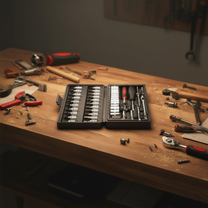 Ensemble d'outils Myrva en acier au chrome-vanadium de 46 pièces, clés à cliquet à embout de 1/4 pouce, entretien domestique, coffret rigide - Product Image 2