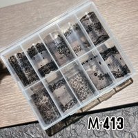 Kit de papier transfert pour ongles motif dentelle exquise, couleurs Macaron Noir et Blanc, pour nail art peint à la main, autocollants dentelle et feuilles de transfert pour ongles