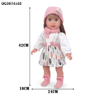 Poupée de mode en coton pour bébé avec corps en silicone, mains et pieds, 16 pouces, avec de longs cheveux pour les filles, jouet pour bébé