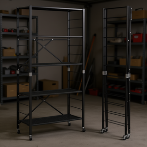 Étagères de rangement métalliques réglables à 5 niveaux avec roulettes pour garage, cuisine, balcon, design minimaliste, type sur pied - Product Image 2