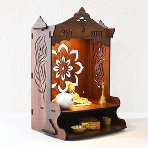 Polished Wooden Puja Mandir for Home Big Size Wall Mounted <strong>Pooja</strong> <strong>Stand</strong> Elegant Wall Hanging Decoration - Product Image 5
