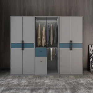 Armario Huide con puertas abatibles, color azul grisáceo, mueble de almacenamiento para dormitorio que ahorra espacio. - Product Image 3