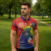 Polo zippé pour homme, thème Fête de l'Indépendance du Belize, motif Toucan tropical 501 Proud Keel Billed, décontracté, pour la Journée du Drapeau du Belize, style golf