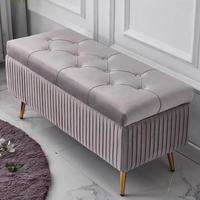 Tabouret de magasin de chaussures en tissu avec pieds dorés, tabouret de repos pour magasin de vêtements, banc simple de style européen, ottoman de rangement pour pied de lit