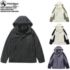 3合1防水透气长软壳冬季风衣连帽拉链封口冬季夹克加大码户外水 - Product Image 1