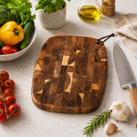 Planche à découper en bois d'acacia massif, épaisse, faite à la main, durable, avec sangle en cuir pour la cuisine et la découpe du pain