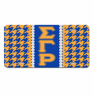 Plaque d'immatriculation de voiture personnalisée Zeta Phi Beta avec lettres grecques, motif pied-de-poule classique, accessoire pour véhicule